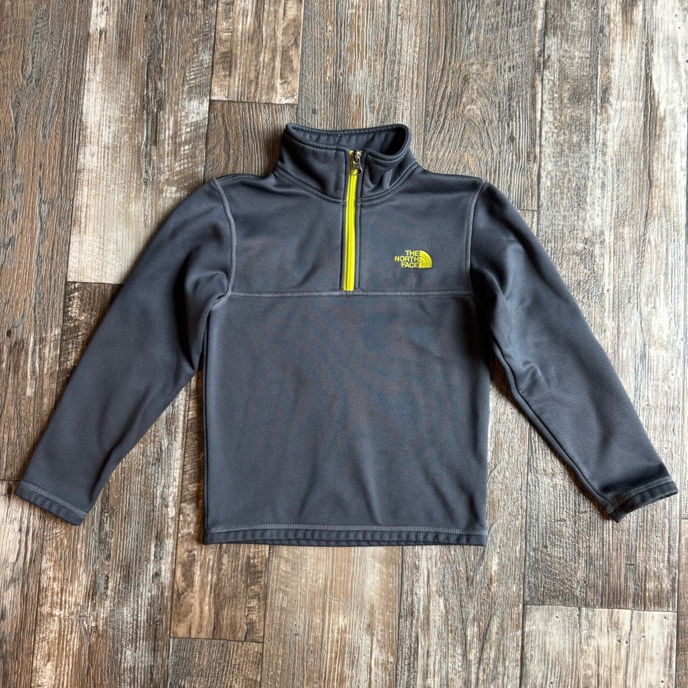 The North Face 1/4 Zip Pullover Gray Polyester Fleece Lined Boys Size Small 7/8